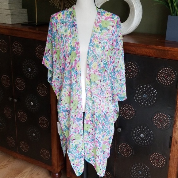 Flowy Boho Tunic Top Kimono Swim Cover Up Beachwear One Size - Picture 4 of 10